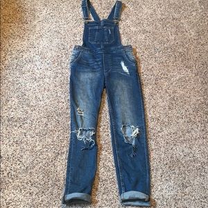Denim Ripped Overalls